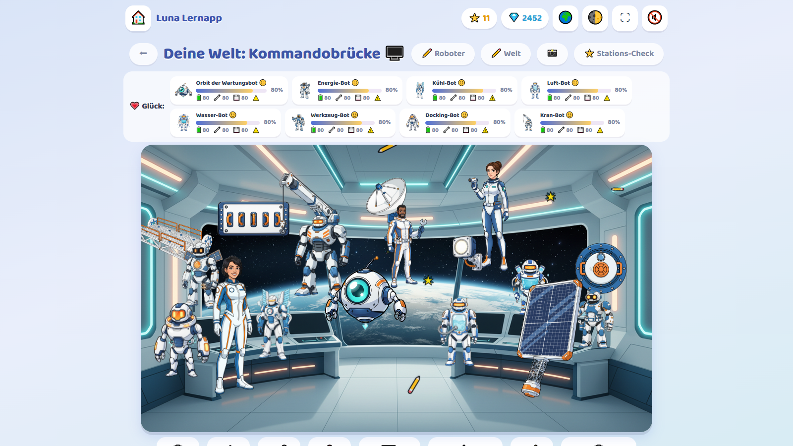 Die Raumstation NOVA in der Luna Lernapp
