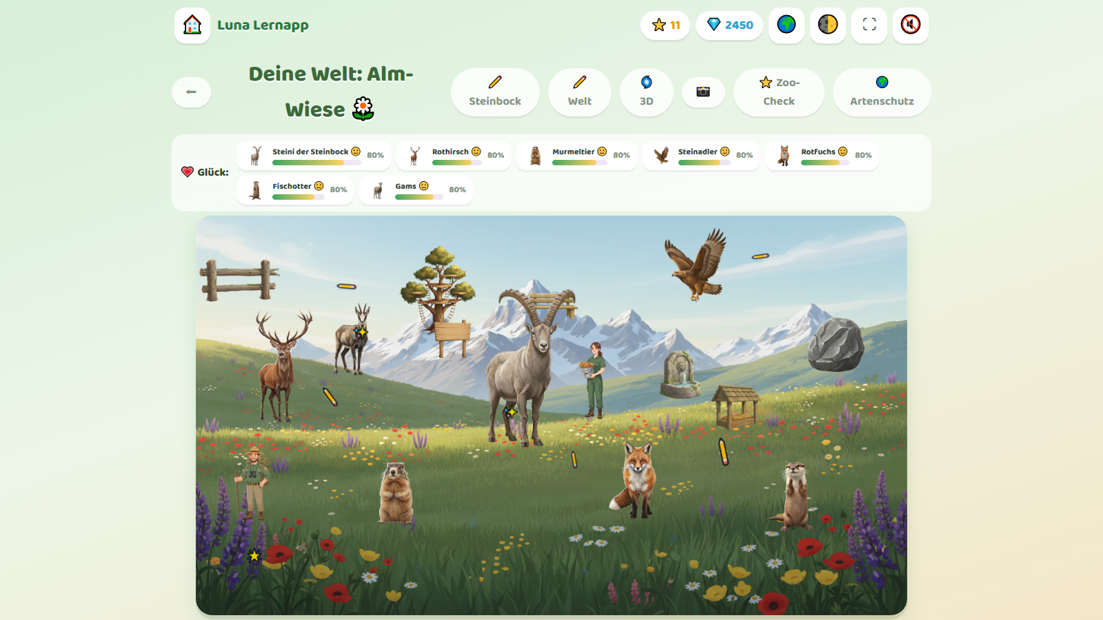 Der Zoo-Wildpark in der Luna Lernapp